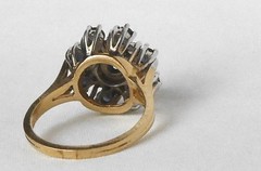 Vintage 14k Gold 2.25 Ctw Sapphire Diamond Cocktail Cluster Flower Ring Sz 7.25