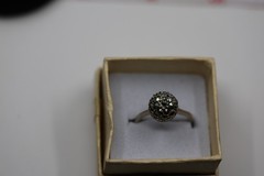 Rhinestone Disco Ball Ring Sterling Silver