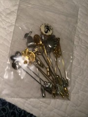 15 Stick Pins Mixed Metal And Stone Estate Lot