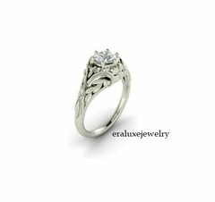 3Ct Art Deco Style Lab Created Diamond Engagement Wedding 14K White Gold FN Ring