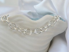 Italian Sterling Silver 925 Rolo Link Charm Chain Bracelet 7.5″