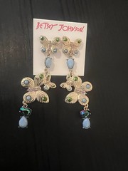 Betsey Johnson Bugging Butterfly Statement Necklace Ring Earrings Set – Rare-G4