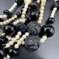Vintage Statement Necklace Kylo Kai Yin Lo 6 Strand Stone Glass Plastic Bead 80s