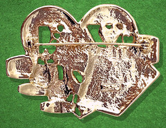 VTG AJC Brooch Pin Queen of Hearts Royal Flush Chips Dice Goldtone Enamel &Bonus