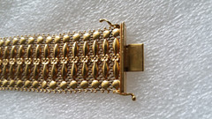 Italian Mesh Bracelet 18k Gold Charm Wide Vintage Yellow Woven Women’s Men’s Old