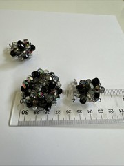 Vtg Set Of Aurora Borealis Crystals Pin Brooch And Matching Clip On Earrings