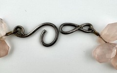 Vintage Prehnite Rose Quartz Sterling Silver Artisan Choker Necklace Gorgeous