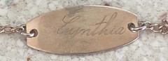 Vintage Cynthia ID Identity Bracelet Sterling Silver Engraved Petite 6″ Long