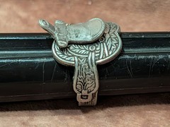 Vintage Silver Toned Aluminum Ornate Horse Saddle Seat Ring 9.5 Adjustable Japan