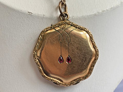 Antique Gold Plated Speidel Locket Necklace Jewelry 17.5″ Amethyst Color *READ*