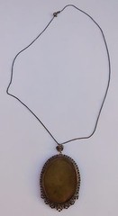 Antique Italian Filigree Portrait Pendant Necklace 800 Silver Hand Painted 1900s