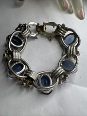 Vintage Great Genuine JULIANA Blue Large Rhinestone 5 Link Bracelet