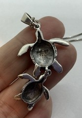 Vintage Sterling Silver Turtle Pendant And Necklace, 18” Chain, Mexico. 6 Grams