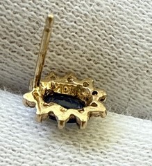Vtg.10K Solid Yellow Gold Blue Sapphire Diamond Hallo Earrings Pendant Necklace