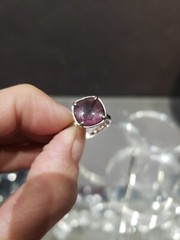 Adjustable size Ring vtg 1974 Sarah Coventry Amethyst rhinestone “deep purple”