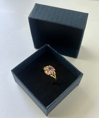 Vintage Pink Cubic Zirconia Ring Gold Plated Womens Size 9.5