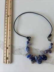 Lapis Lazuli Vintage Necklace Horse Shoes Clasp Authentic Jewelry