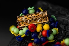 Vintage Miriam Haskell Glass Bead Bracelet Brooch Set Estate Jewelry