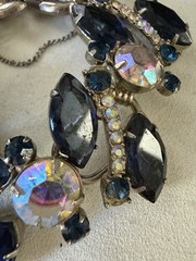 Vintage JULIANA D&E 5 Link Bracelet Navy Blue Rhinestone AB Crystal Book Piece!