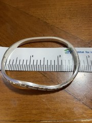 Mexican Sterling Silver bangle features a Modern Wavy Design