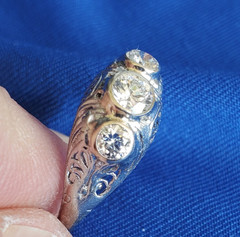 Original EARTH MINED Diamond ART Deco Engagement RING Vintage PLATINUM Trilogy