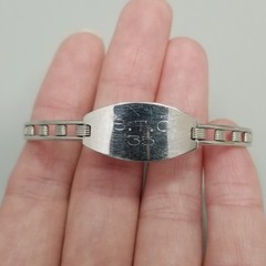 Vintage STC Monogram Expandable Silver Tone ID Bracelet Engraved Adjustable
