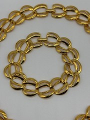 Vintage Napier Necklace and Bracelet Set Chunky Gold-Tone Links 1980s and Signed