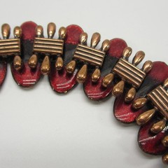 Vintage Copper Enamel Bracelet Panel Red MCM