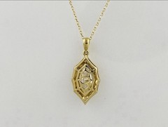 14kt yellow gold necklace with 1.98 carat Marquise Cut lab grown diamond IGI