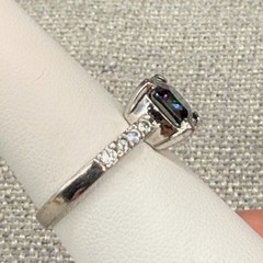 Vintage Ring Silver Tone Watermelon Solitaire Marked 925 Untested