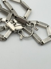 Vintage Heavy 925 Sterling Silver Modernist Bar Link Chain Necklace, 25 inch 33g