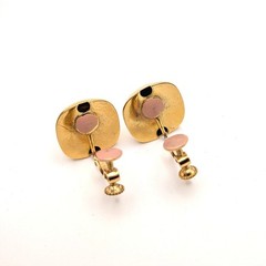 Napier Gold Tone Domed Square Clip On Earrings Vintage Screw Back Studs