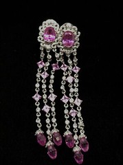 Vintage 925 Sterling Silver Pink Topaz Cubic Zirconia Earrings
