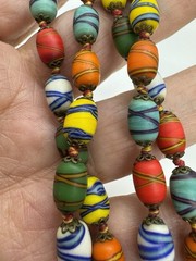 Vintage Ercole Moretti Scarabocchio Murano Glass Bead Necklace 28″ Knotted
