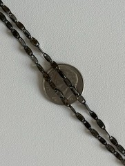 Vintage 925 Sterling Silver Mariner Chain 11” Bracelet Deep Oxidized 2.5mm ITALY