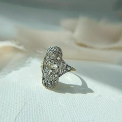 Antique Art Nouveau Style LabCreated Diamond Cocktail Engagement 14K GoldFN Ring