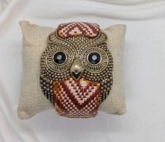 Vintage Owl Bangle Bracelet Hinged Bold Bird Animal Jewelry