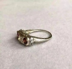 Art Deco Style Round Cut Lab Created Diamond 14K White Gold FN Engagement Ring