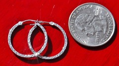 10k white gold earrings 0.80″ hand carved diamond cut hoop handmade 0.66g