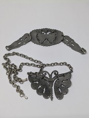 Signed Celebrity Silver Tone Faux Turquoise Enamel Necklace And Bracelet Set