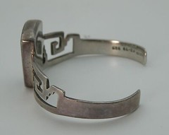 Stunning Sterling Trapezoid Black Onyx Geometric Aztec Designer Bracelet TS-70