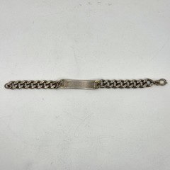 Signed Richard Kalbe Nickel Silver ID Bracelet Bar & Chain Worn Gold Wash John