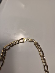Sterling Silver 925 Gold Plated FIGARO Chain 22” Necklace ITALY 10mm Not Scrap