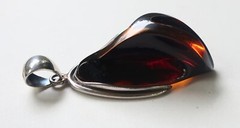 MODERN LARGE Baltic Amber Abstract Sculpted Sterling Silver Pendant Staement
