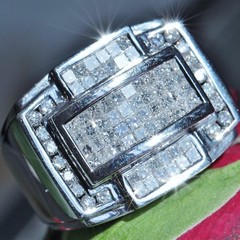 14k white gold 2.35ct invisible set diamond ring size 10 handmade 23.4gr Ali263