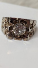 Vintage 18KT HGE Mens Ring Size 11.25 Heavy Gold Electroplate Golden Nugget