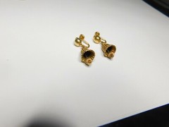 Signed JMS Gold Filled Fluted Bell Dangle Screw Back Earrings Vintage