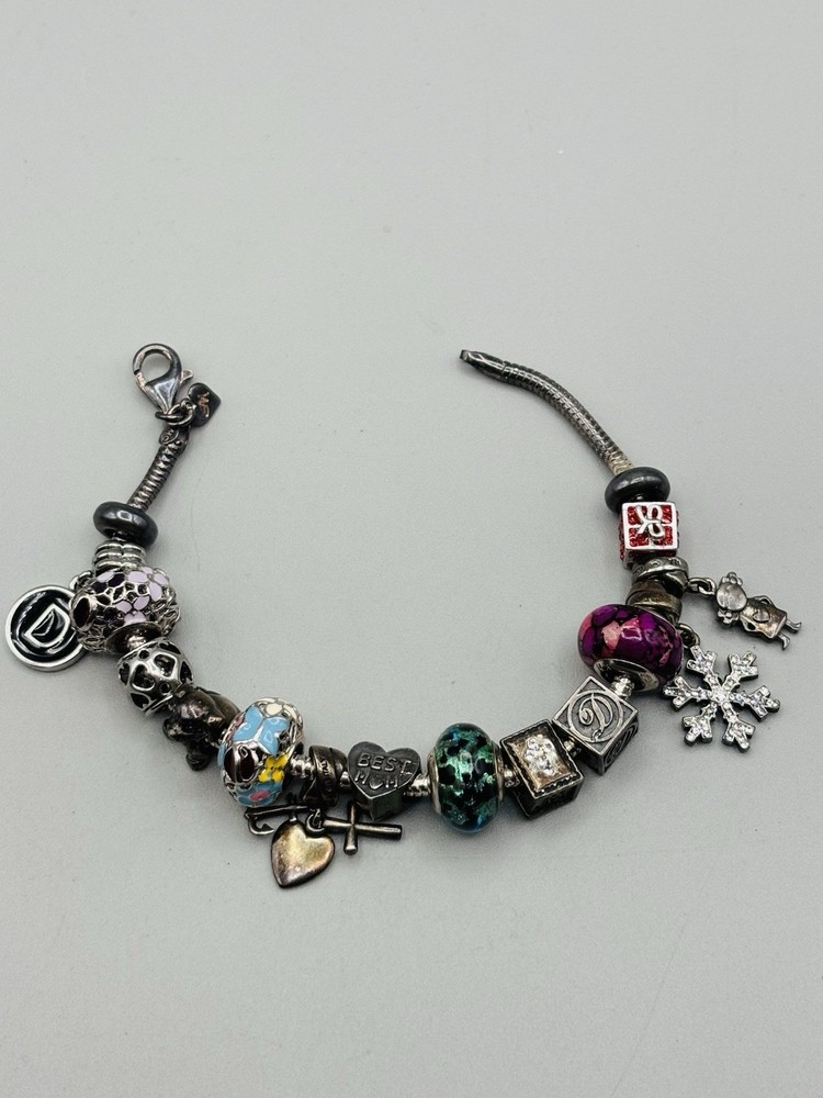 Vintage Michael Anthony MA Sterling Silver Slide Charm Bracelet 16 Charms, 45.8g