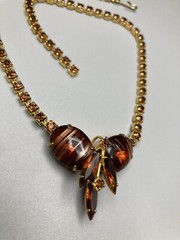 Juliana D&E Book Piece Ref No 452 Rhinestone Necklace w/ Red Fluss Stones 16”