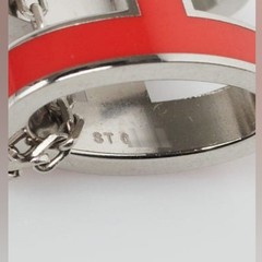Hermes Red Enamel and Palladium Plated Pop H Pendant Necklace